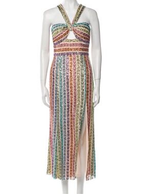 SAYLOR Eli Rainbow Sequin Stripe Dress with Slit